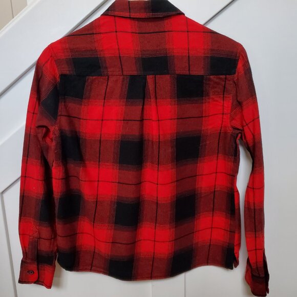 Red Buffalo check flannel boyfriend button down shirt - Picture 3 of 3